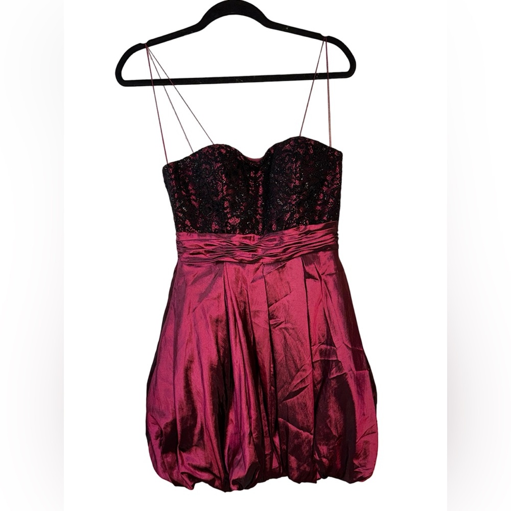 Strapless Burgundy Puffer Dress